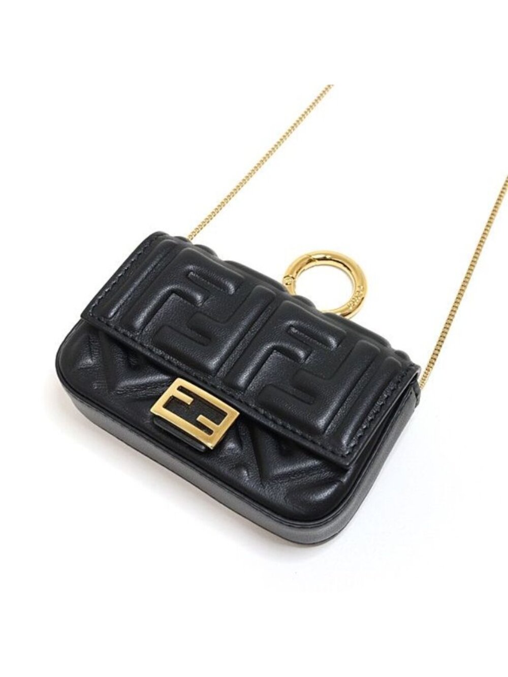 Fendi Nano Bucket Charm Black Gold Micro Bag Mini